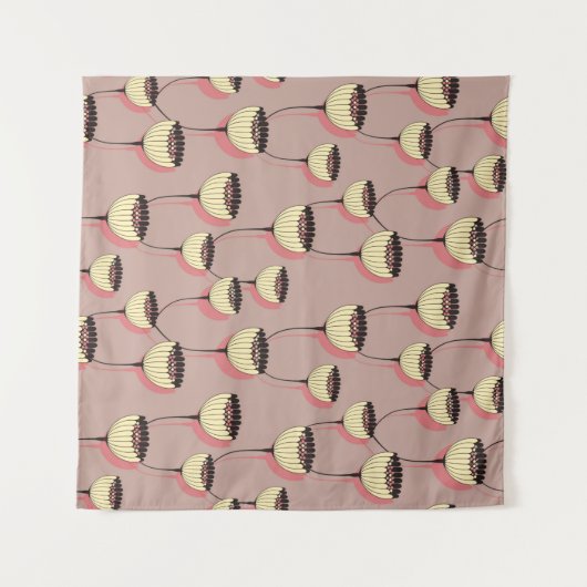 herfstbeker bloemen naadloos in bruin en p wandkleed (Voorkant (horizontaal))