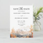 Herfstberg Bruiloft Save The Date Kaart (Staand voorkant)