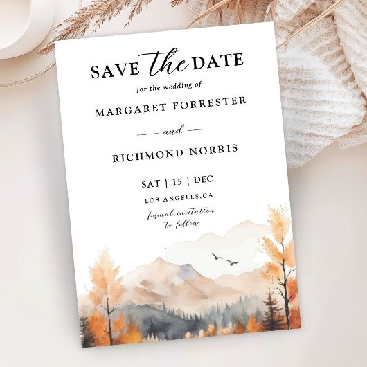 Herfstberg Bruiloft Save The Date Kaart
