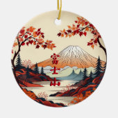 Herfstberg Fuji Japans Keramisch Ornament (Voorkant)
