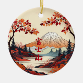 Herfstberg Fuji Japans Keramisch Ornament