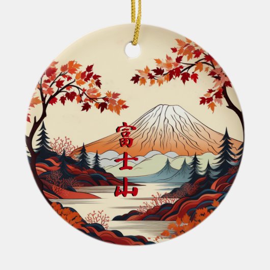 Herfstberg Fuji Japans Keramisch Ornament (Voorkant)