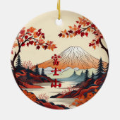 Herfstberg Fuji Japans Keramisch Ornament (Achterkant)