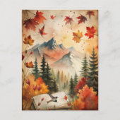 Herfstbergen vallen laat  Natuur achter Briefkaart (Voorkant)