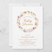 Herfstblaadjes Cute babyshower uitnodiging (Voorkant)