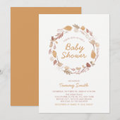 Herfstblaadjes Cute babyshower uitnodiging (Voorkant / Achterkant)