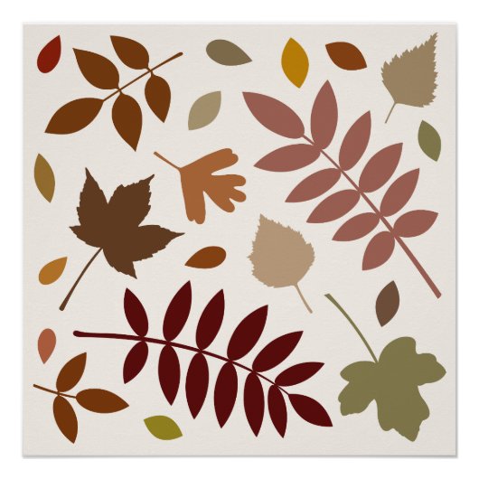 Herfstblaadjes Design Herfstkleuren op Crème Perfect Poster (Voorkant)