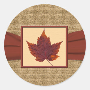 Herfstblad 1,5"Diameter Ronde Sticker