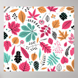 Herfstblad Abstract naadloos patroon Poster