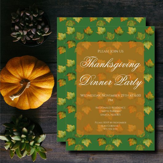 Herfstblad aquarel Thanksgiving dinerfeest Kaart