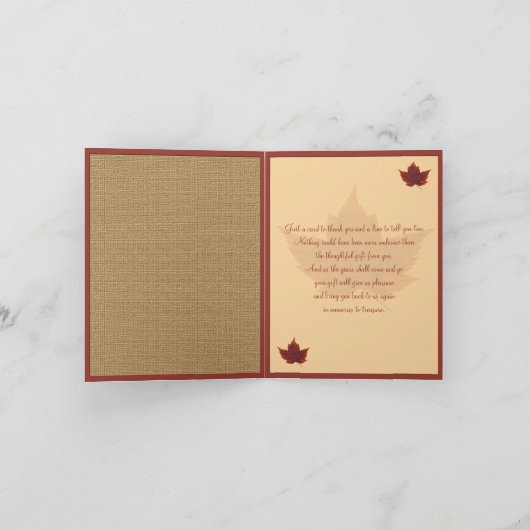 Herfstblad bedankkaart (Binnen)