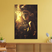 Herfstblad Cocon Meisje Gouden Gloed Canvas Afdruk (Insitu (Woonkamer))