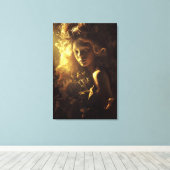 Herfstblad Cocon Meisje Gouden Gloed Canvas Afdruk (Insitu (Houten vloer))