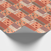 Herfstblad Eikel Patchwork Patroon Kunst Cadeaupapier (Hoek)