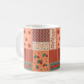 Herfstblad Eikel Patchwork Patroon Kunst Koffiemok (Voorkant links)