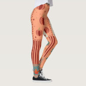 Herfstblad Eikel Patchwork Patroon Kunst Leggings (Rechts)