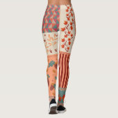 Herfstblad Eikel Patchwork Patroon Kunst Leggings (Achterkant)