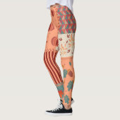 Herfstblad Eikel Patchwork Patroon Kunst Leggings (Links)