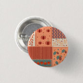 Herfstblad Eikel Patchwork Patroon Kunst Ronde Button 3,2 Cm (Voorkant /achterkant)