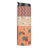 Herfstblad Eikel Patchwork Patroon Kunst Thermosbeker (Geroteerd rechts)