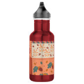 Herfstblad Eikel Patchwork Patroon Kunst Waterfles (Rechts)