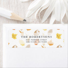 Herfstblad & Eikel Patroon Crème Adres Etiket