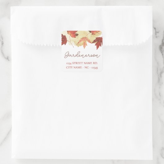 Herfstblad en Waterverf Square Sticker (Tas)