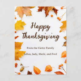 Herfstblad fijne Thanksgiving groet Briefkaart