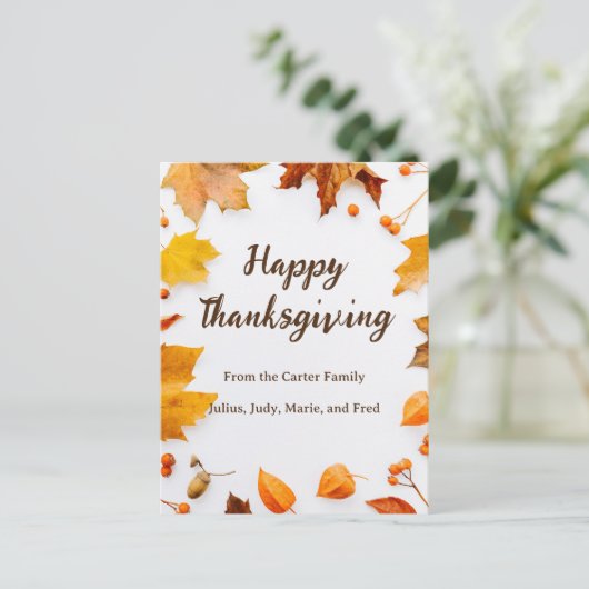 Herfstblad fijne Thanksgiving groet Briefkaart (Staand voorkant)