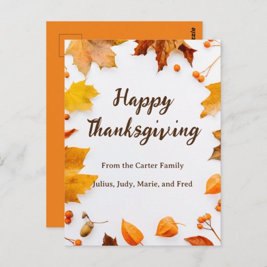 Herfstblad fijne Thanksgiving groet Briefkaart (Voorkant / Achterkant)