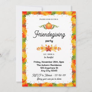 Herfstblad Friendsgiving-uitnodiging Kaart