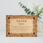 Herfstblad granaatappel bruiloft bedankkaart (Staand voorkant)