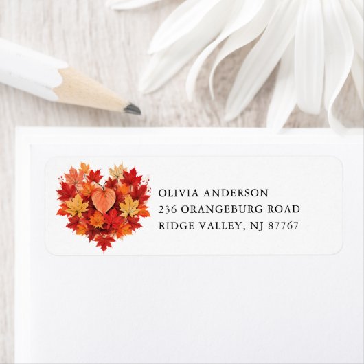 Herfstblad Hart Retouradres Etiket (Insitu)