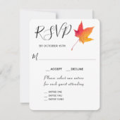 Herfstblad Herbst 3 Menu RSVP-antwoordkaart (Voorkant)