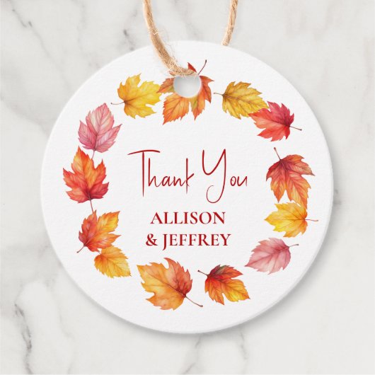 Herfstblad Herfst Moderne bruiloft verbrand roest Bedankjes Labels (Voorkant)
