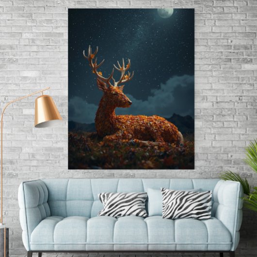 Herfstblad Herten Slapen Onder Sterren Poster