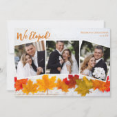 Herfstblad Jonggehuwd Fotobruiloft Dankzegging Aankondiging (Voorkant)