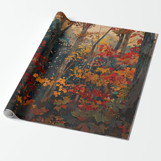 Herfstblad Kleurrijke Bossen Decoupage Cadeaupapier (Uitgerold)