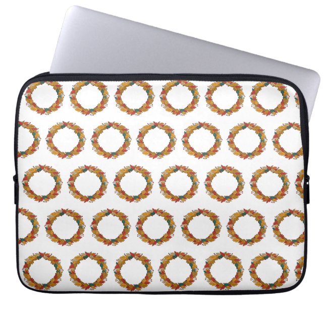 Herfstblad Krans Cirkel Laptop Sleeve (Voorkant)
