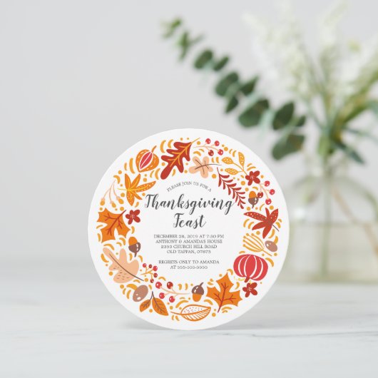 Herfstblad krans Thanksgiving Kaart (Staand voorkant)