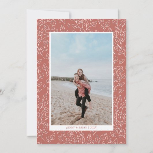 Herfstblad | Moderne herfst bruiloft trouwdag Kaart (Achterkant)