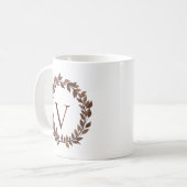 Herfstblad Monogram Initiaal Naam Herfst Ontwerp Koffiemok (Voorkant links)