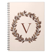 Herfstblad Monogram Initiaal Naam Herfst Ontwerp Notitieboek (Voorkant)