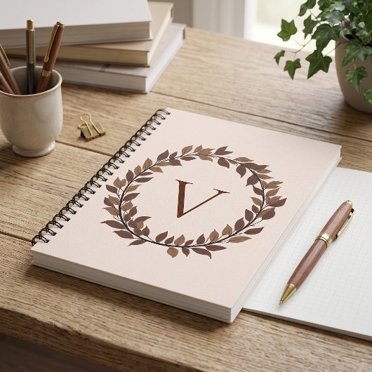 Herfstblad Monogram Initiaal Naam Herfst Ontwerp Notitieboek