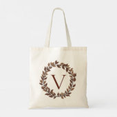 Herfstblad Monogram Initiaal Naam Herfst Ontwerp Tote Bag (Achterkant)
