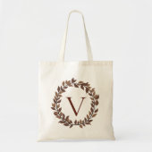 Herfstblad Monogram Initiaal Naam Herfst Ontwerp Tote Bag (Voorkant)