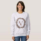 Herfstblad Monogram Initiaal Naam Herfst Ontwerp Trui (Voorkant volledig)