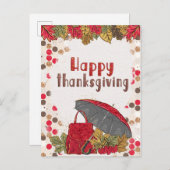 Herfstblad Polka Dot Happy Thanksgiving Briefkaart (Voorkant / Achterkant)