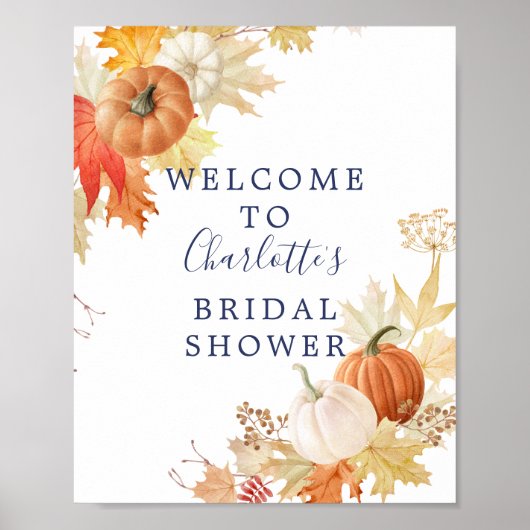 Herfstblad Pompoenen Bruiloft Borrel Welkomstbord Poster (Voorkant)