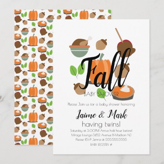 Herfstblad Pompoentaart Baby Shower  Kaart (Voorkant / Achterkant)